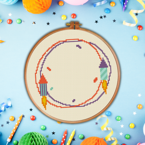 Fireworks Frame Cross Stitch Pattern