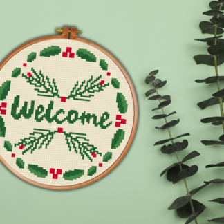 Welcome Wreath Cross Stitch Pattern