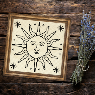 Sun Line Art Cross Stitch Pattern