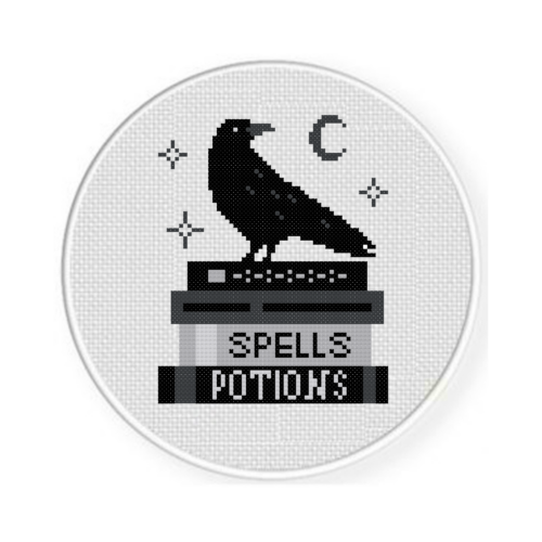 Books And Crow Cross Stitch Pattern - Image 2