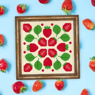 Strawberry Square Cross Stitch Pattern