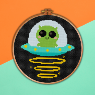 Cute UFO Beam Cross Stitch Pattern