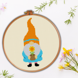 Tall Hat Spring Gnome Cross Stitch Pattern