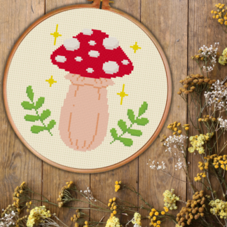 Mushroom Laurel Cross Stitch Pattern