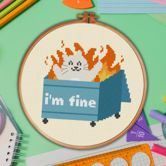 I'm Fine Dumpster Cross Stitch Pattern