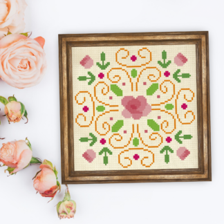 Easter Rose Block Cross Stitch Pattern