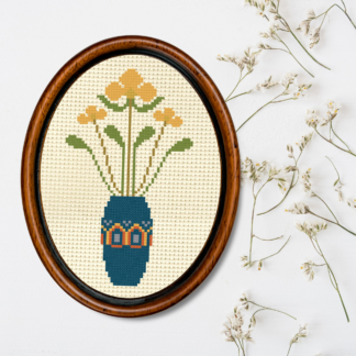 Yellow Flora Deco Cross Stitch Pattern