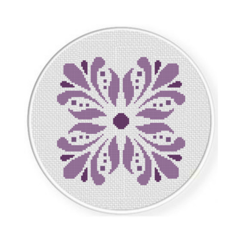 Purple Damask Square Cross Stitch Pattern - Image 2