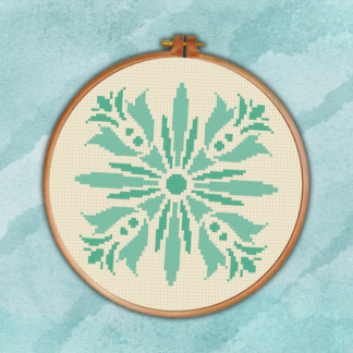 Green Damask Square Cross Stitch Pattern