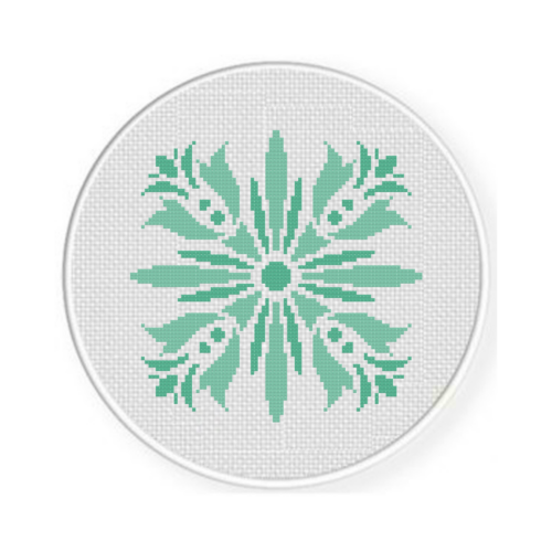 Green Damask Square Cross Stitch Pattern - Image 2