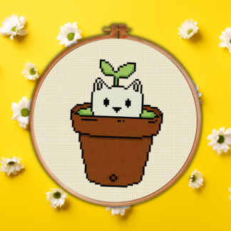 Kitty Plant Pot Cross Stitch Pattern