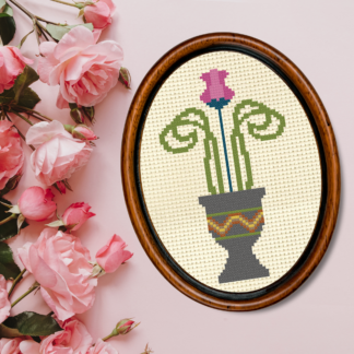 Pink Flora Deco Cross Stitch Pattern
