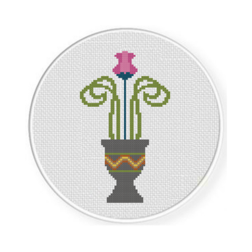 Pink Flora Deco Cross Stitch Pattern - Image 2