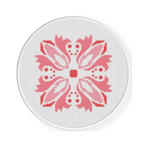 Red Damask Square Cross Stitch Pattern - Image 2
