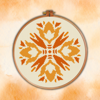 Orange Damask Square Cross Stitch Pattern