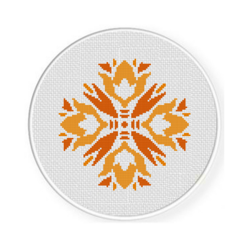 Orange Damask Square Cross Stitch Pattern - Image 2