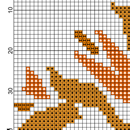 Orange Damask Square Cross Stitch Pattern - Image 3