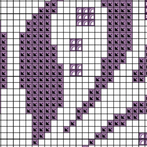 Purple Damask Square Cross Stitch Pattern - Image 3