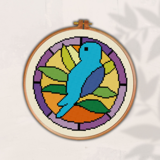 Stained Glass Bird Cross Stitch Pattern