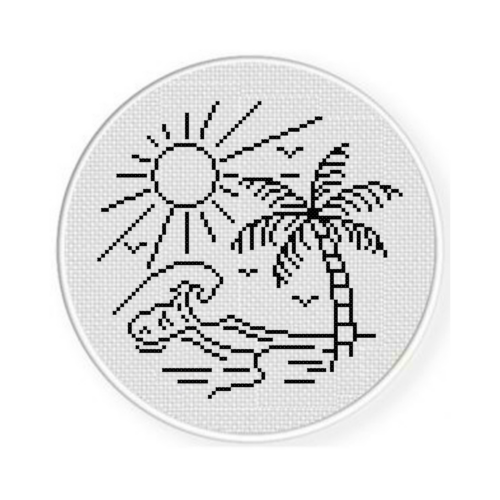 Big Wave Line Art Cross Stitch Pattern - Image 2