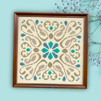 Brown Floral Deco Cross Stitch Pattern