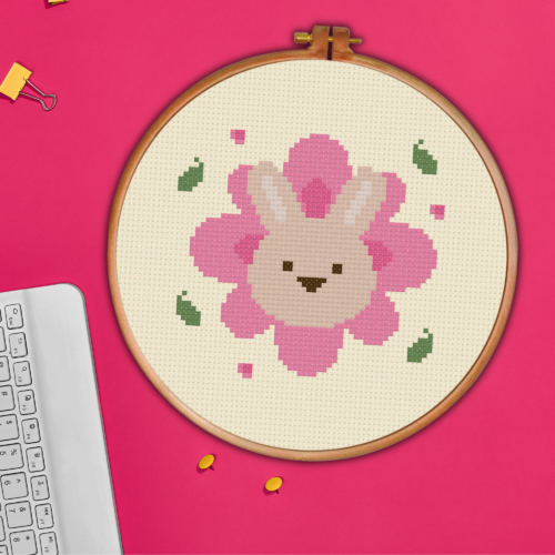 Flowery Bunny Cross Stitch Pattern