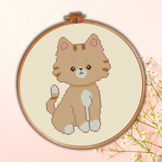 Kawaii Sitting Kitty Cross Stitch Pattern