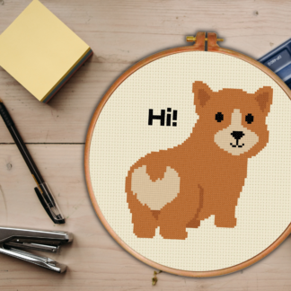 Hi Corgi Cross Stitch Pattern