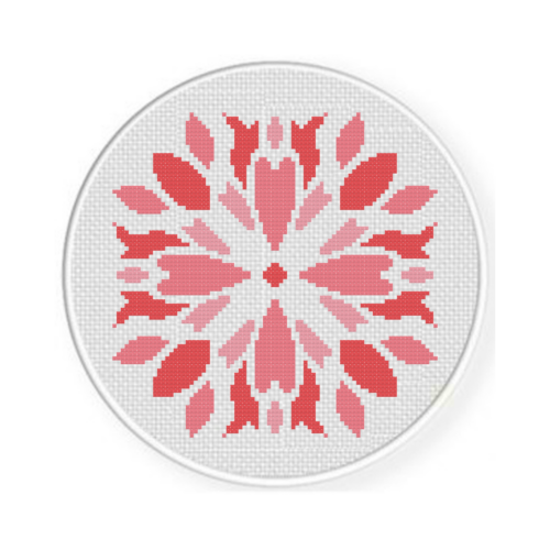 Pink Damask Square Cross Stitch Pattern - Image 2