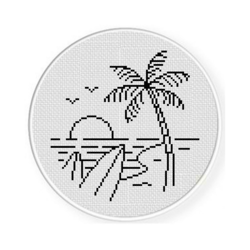 Surf's Up Line Art Cross Stitch Pattern - Image 2