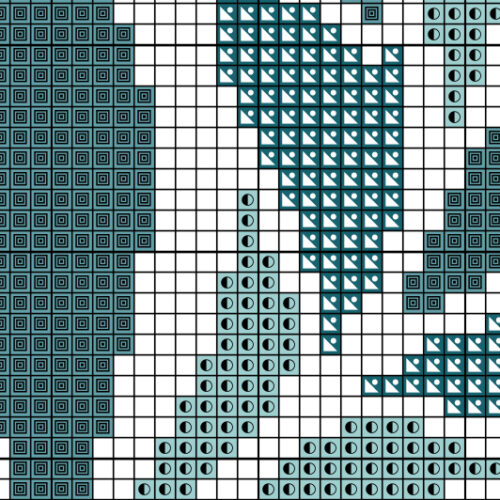 Blue Damask Square Cross Stitch Pattern - Image 3