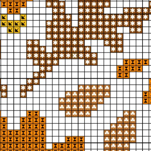 Orange Floral Deco Cross Stitch Pattern - Image 4