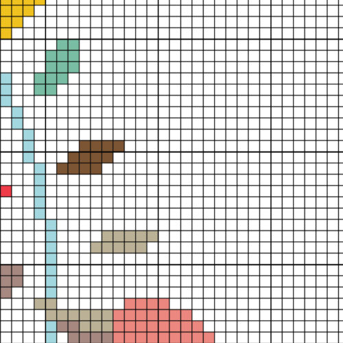 Pink Bird Flower Stem Cross Stitch Pattern - Image 3