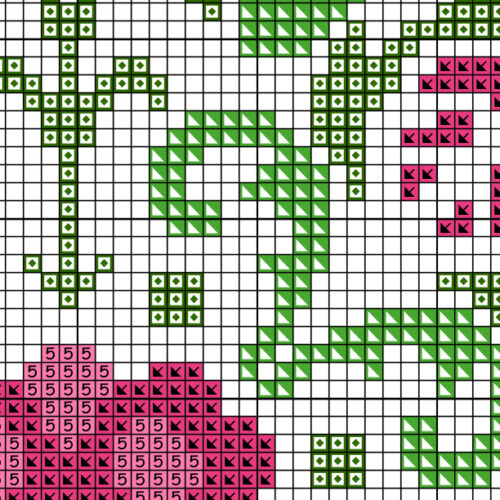 Pink Floral Deco Cross Stitch Pattern - Image 3