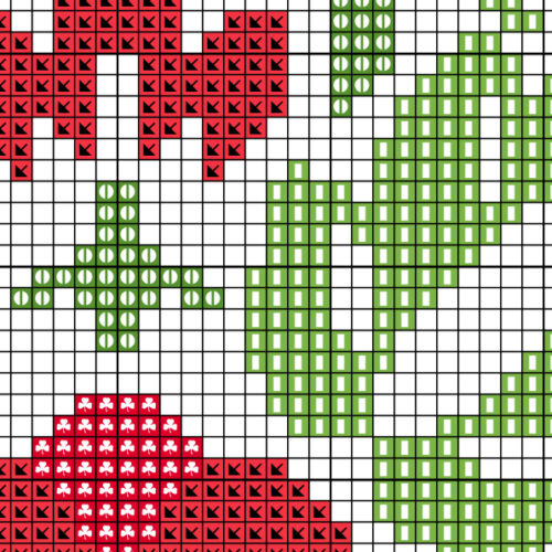 Red Floral Deco Cross Stitch Pattern - Image 3