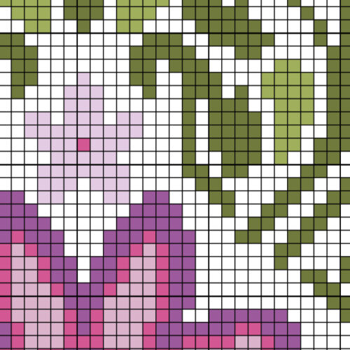 Violet Floral Deco Cross Stitch Pattern - Image 3