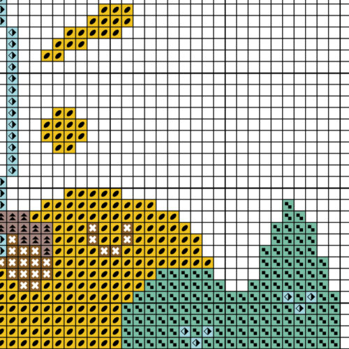 Yellow Bird Flower Stem Cross Stitch Pattern - Image 3