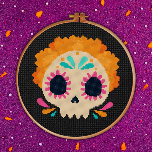 Sugar Skull Woman Cross Stitch Pattern