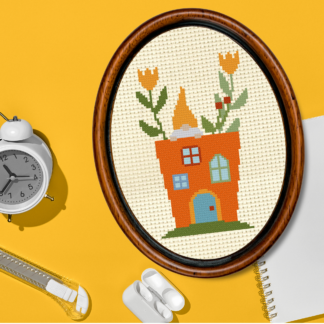 Yellow Gnome House Cross Stitch Pattern