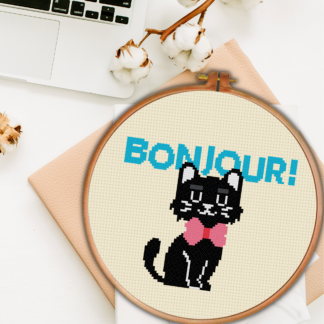 Bonjour Kitty Cross Stitch Pattern