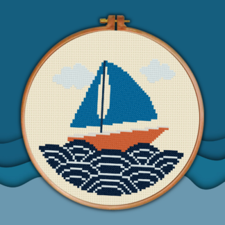 Sailboat Waves Cross Stitch Pattern