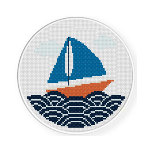 Sailboat Waves Cross Stitch Pattern - Image 2