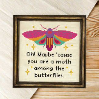Moth Among Butterflies Cross Stitch Pattern
