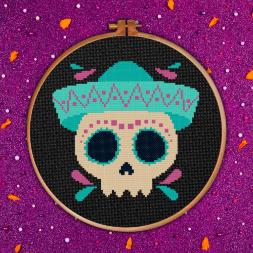 Sugar Skull Man Cross Stitch Pattern