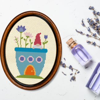 Red Gnome House Cross Stitch Pattern