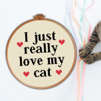 I Just Really Love My Cat Cross Stitch Pattern