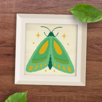 Green Moth Cross Stitch Pattern