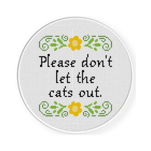 Please Don't Let The Cat Out Cross Stitch Pattern - Image 2