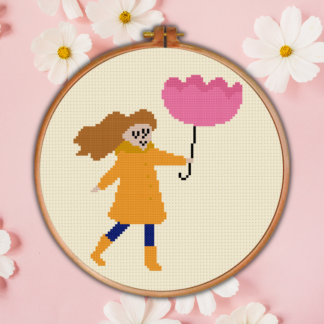 Windy Girl Cross Stitch Pattern