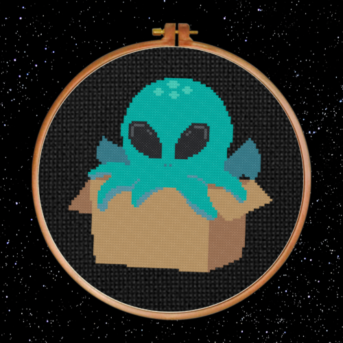 Alien In A Box Cross Stitch Pattern